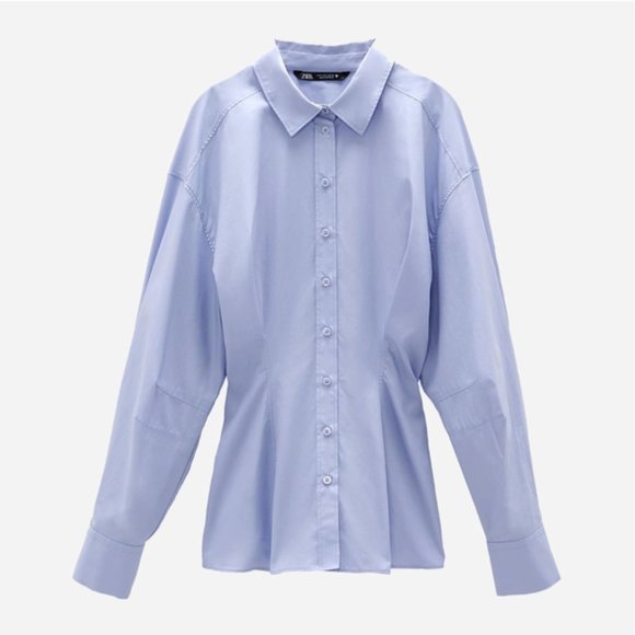 ZARA Blue Adjusted Button-down oversized shirt - Picture 2 of 9